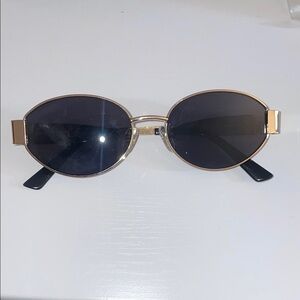 New 90’s style Sojos Gold and Black Oval Sunglasses uv 400